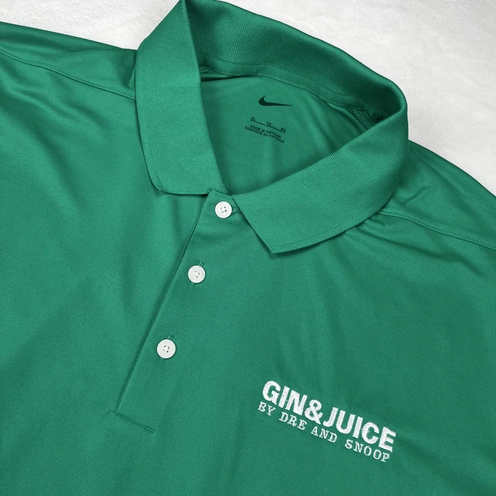 Nike Golf Gin & Juice Dre Snoop Polo Shirt Mens XL Green DR Dre LA Los Angeles